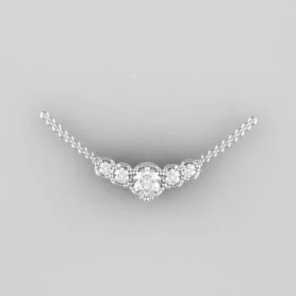 White gold and diamond pendant made from reworked engagement ring wedding set into new pendant using five round brilliant cut diamonds 3D CAD custom jewelry design rendering