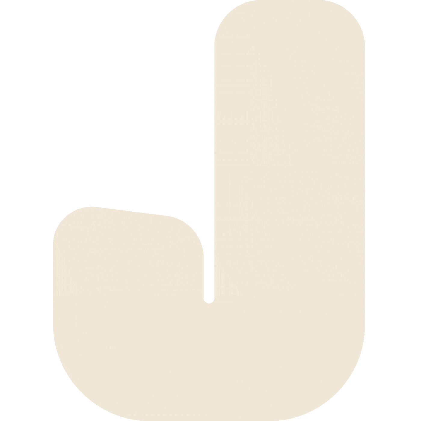 Les lettres J-U-N-E de couleurs beige, qui forment le nom d'entreprise JUNE qui s'affichent avec un effet dans un gif simple de 4sec.