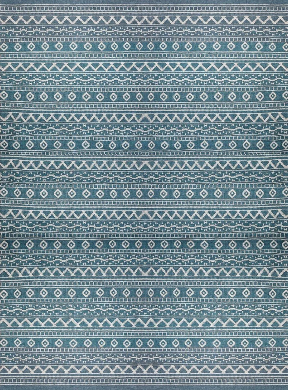 White on Turquoise Azteca Rug