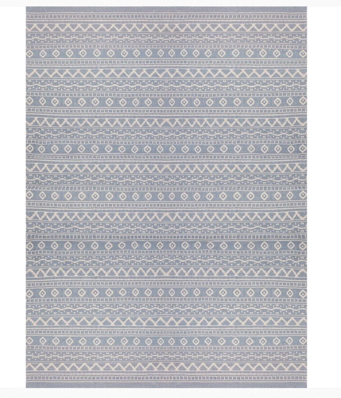White On Blue Azteca Rug