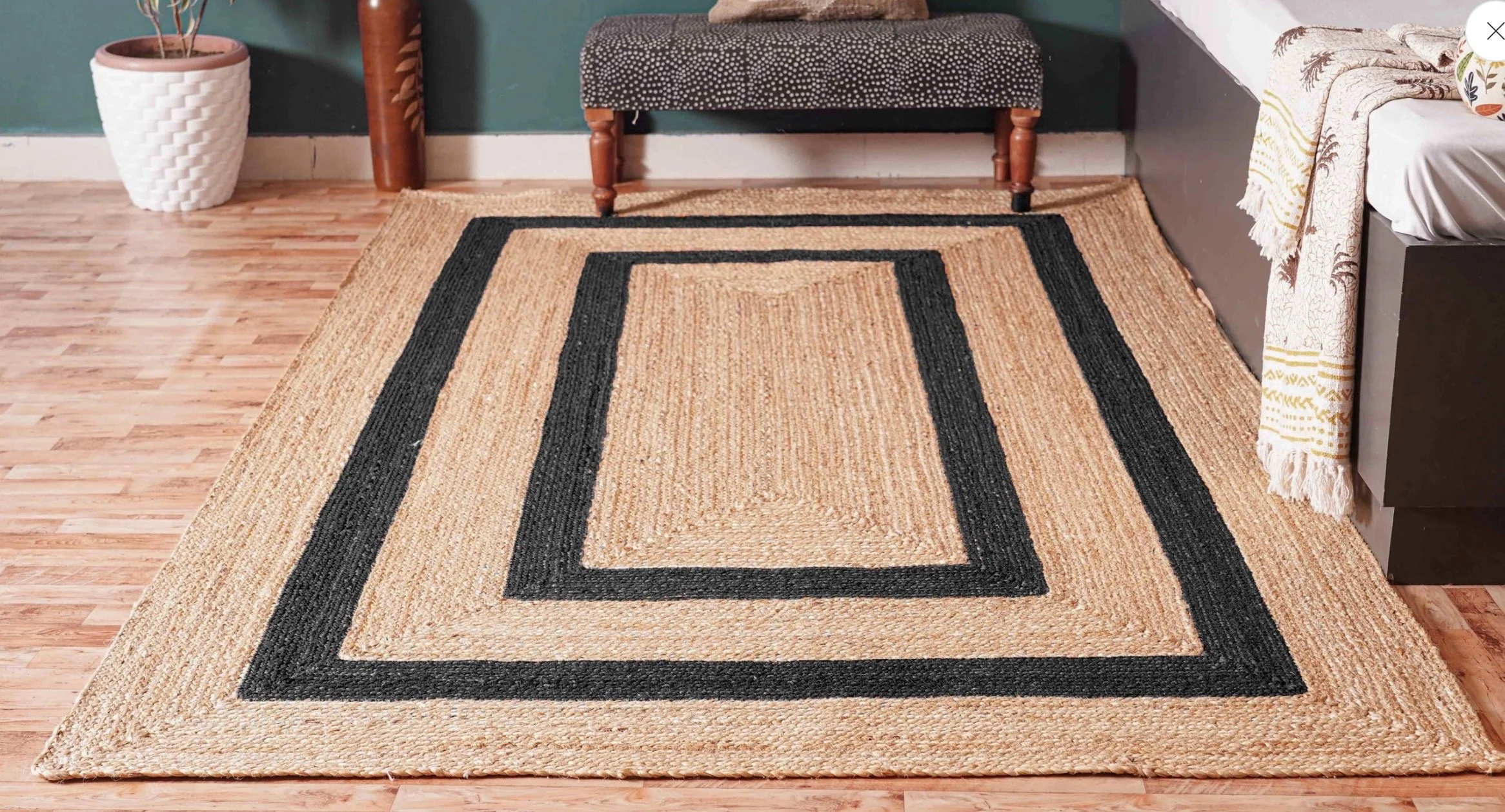 Jute Rug with Black Border