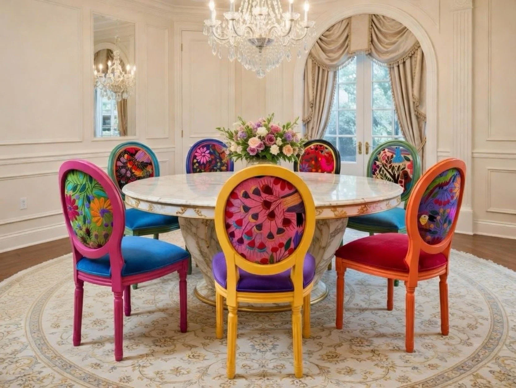 Hand-Embroidered Dining Chairs