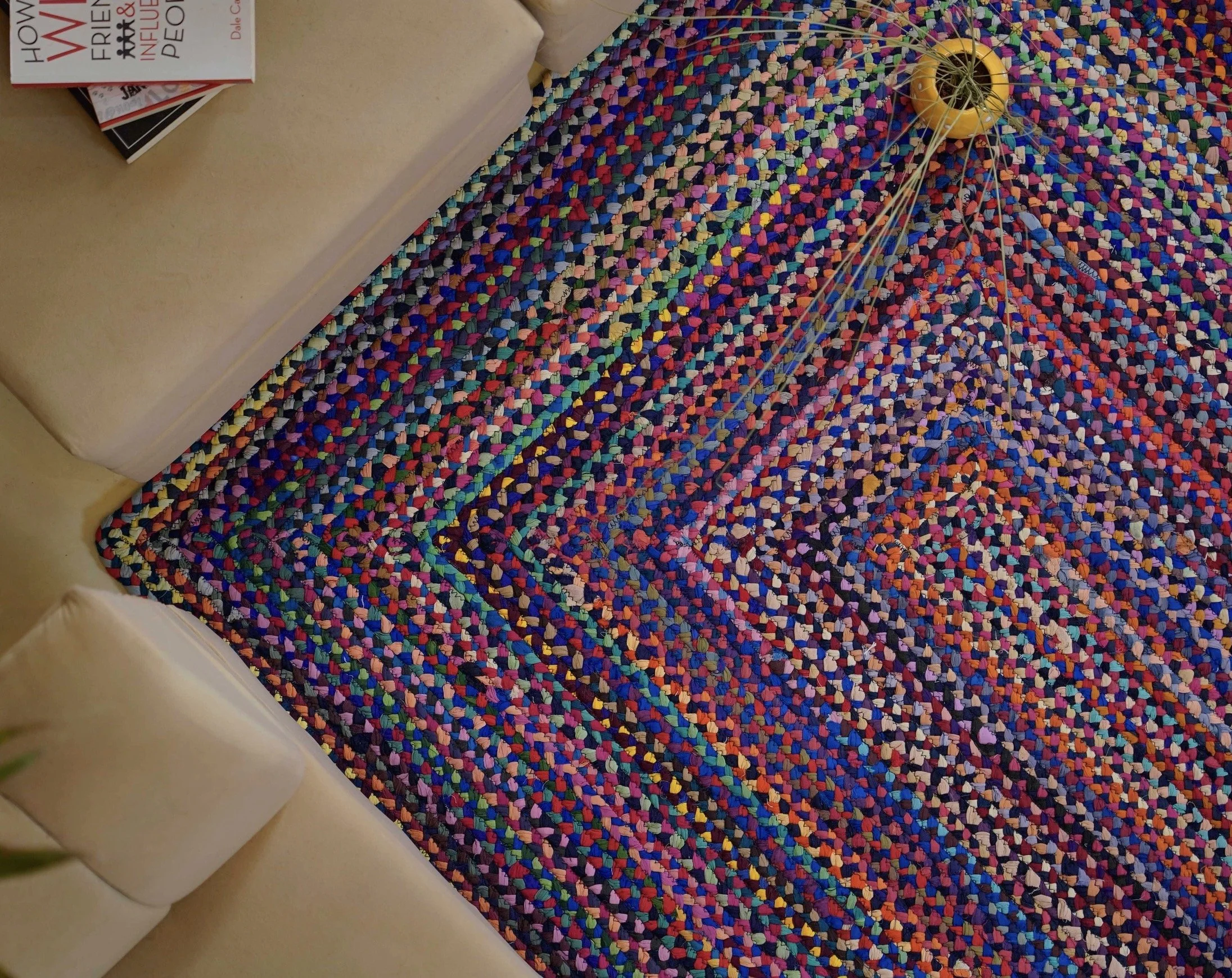 Multicolor Cotton Chindi Rug Hand Braided Boho Decor Rug