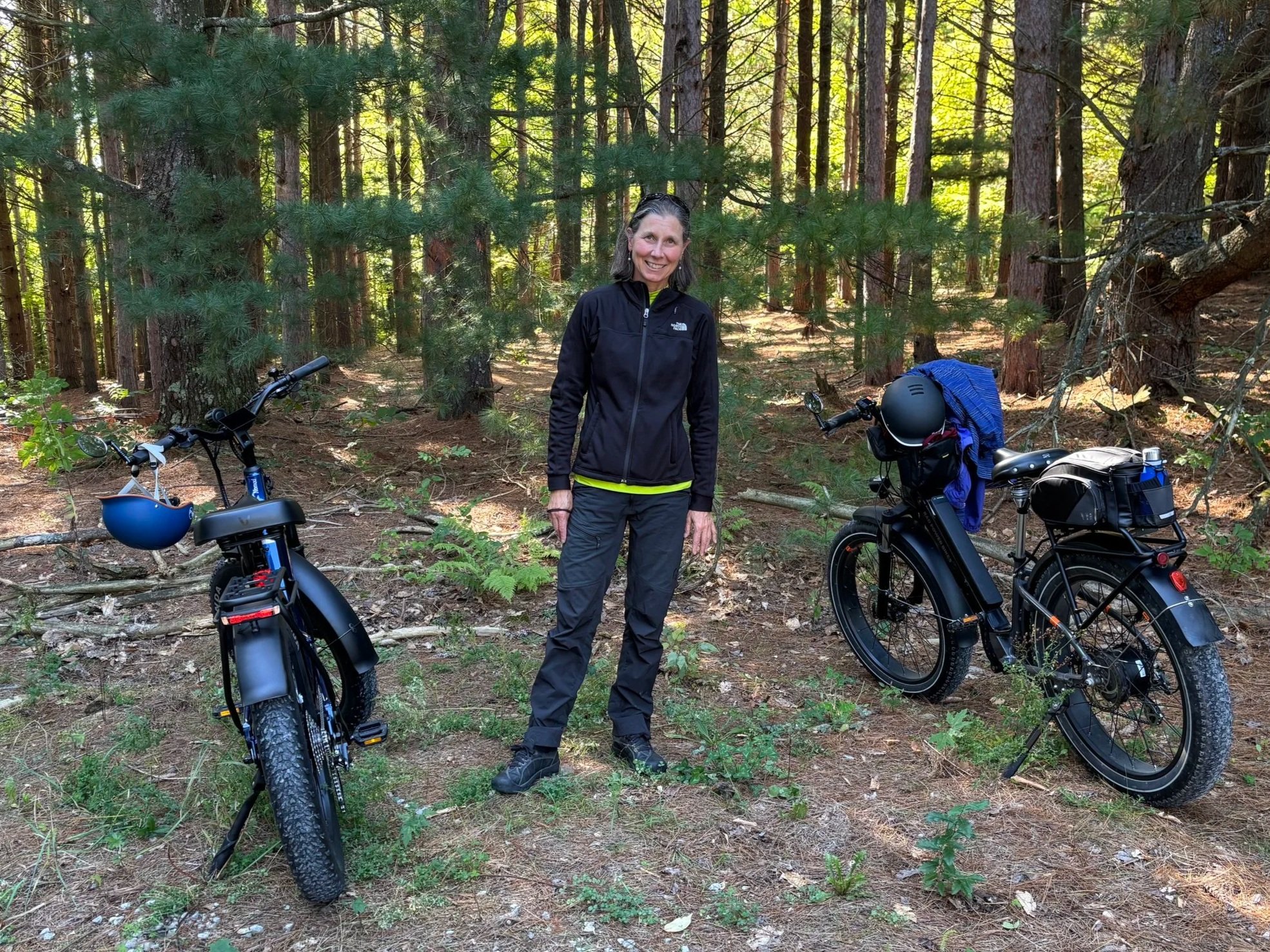 Tour Guide Laura Wiesen of Backroad Adventures leads a group on a bike and hike on Ingraham Preserve Trail.