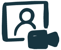 Icon of a person on a video camera or webcam