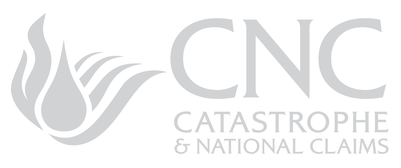 Logo with a stylized flame and the text "CNC Catastrophe & National Claims" in gray