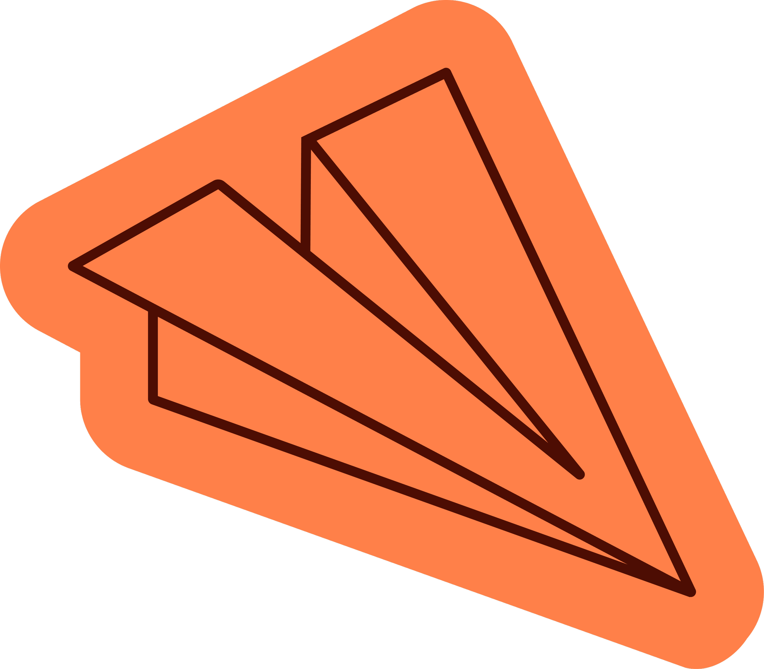 An illustration of an orange paper plane