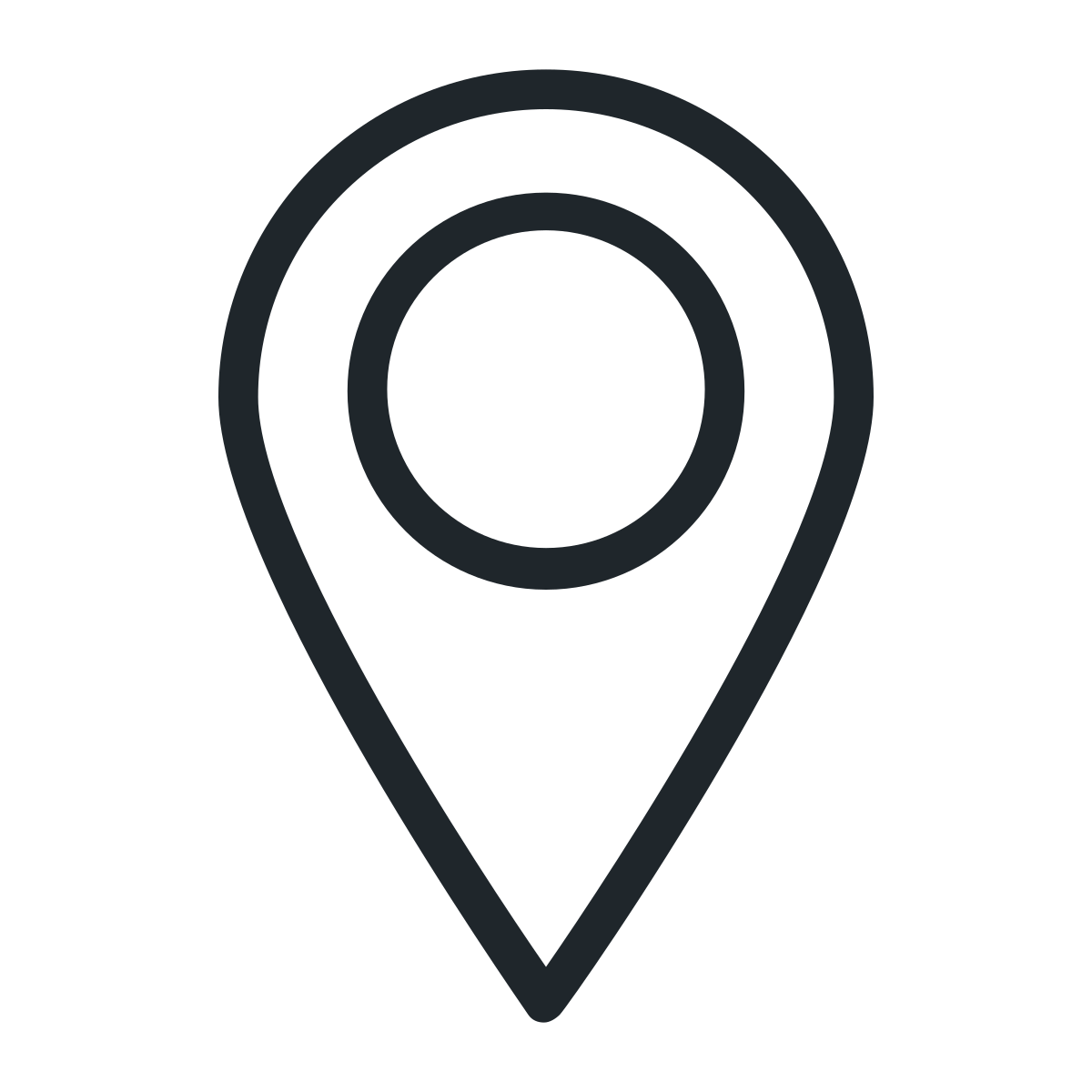 Map location icon in dark outline style.