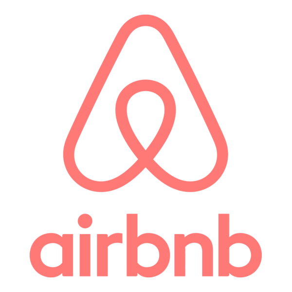 Airbnb logo with a pink outline of a geometric symbol and the word 'airbnb' below it.
