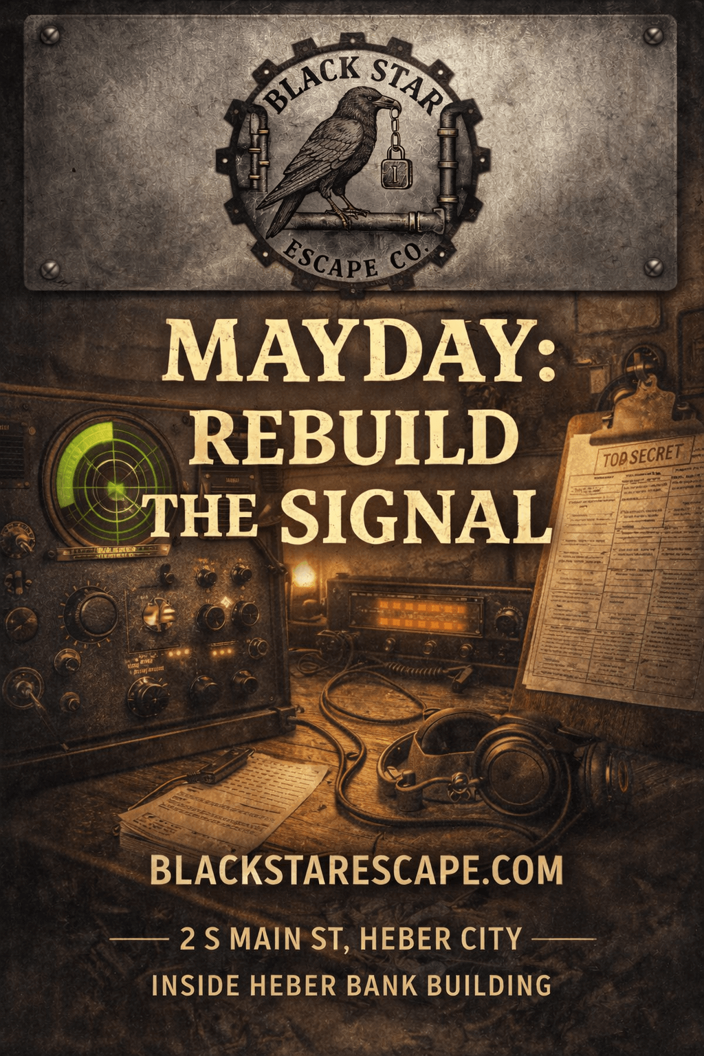 Black Star Escape is located in Heber City, Utah and offers immersive escape rooms that are not only fun, but challenging as well.  Perfect for date nights, team building, or an evening out with friends.  Located near Park City, Utah.