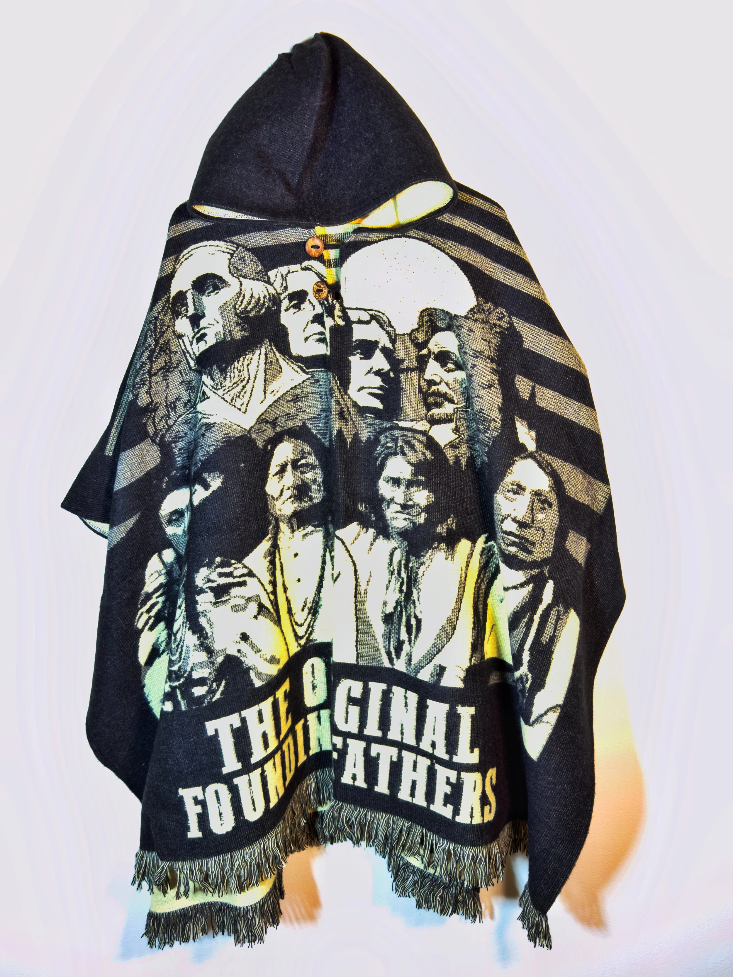 Alpaca Hooded Woven Poncho - Black The Original Founding Fathers
