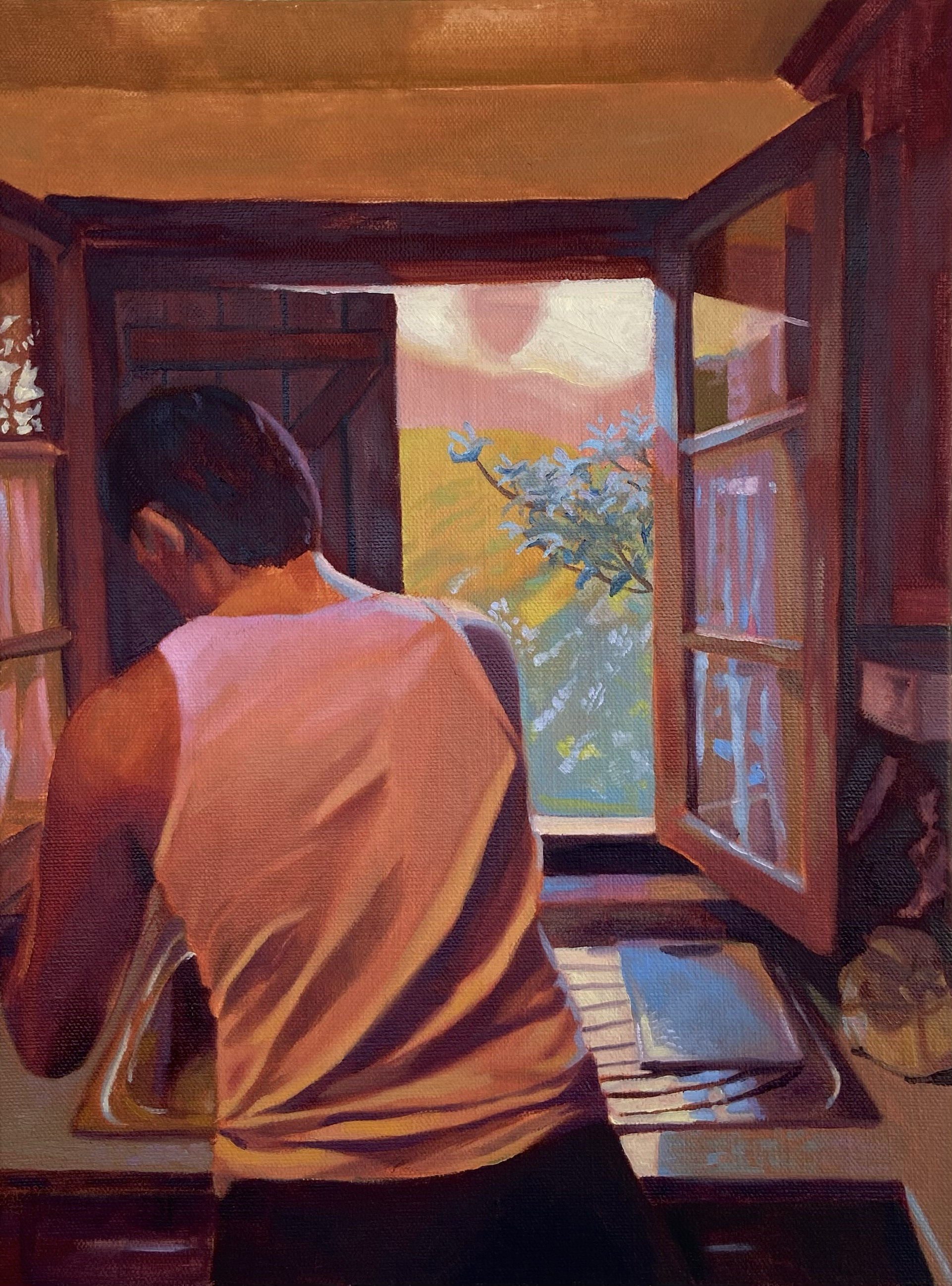 Oil painting by self taught artist Alex Bray titled Window of Porto Moniz