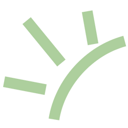 Green sun icon with rays and a curved base