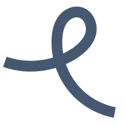 A stylized, dark blue, lowercase letter 'e' with a curved, looping design.