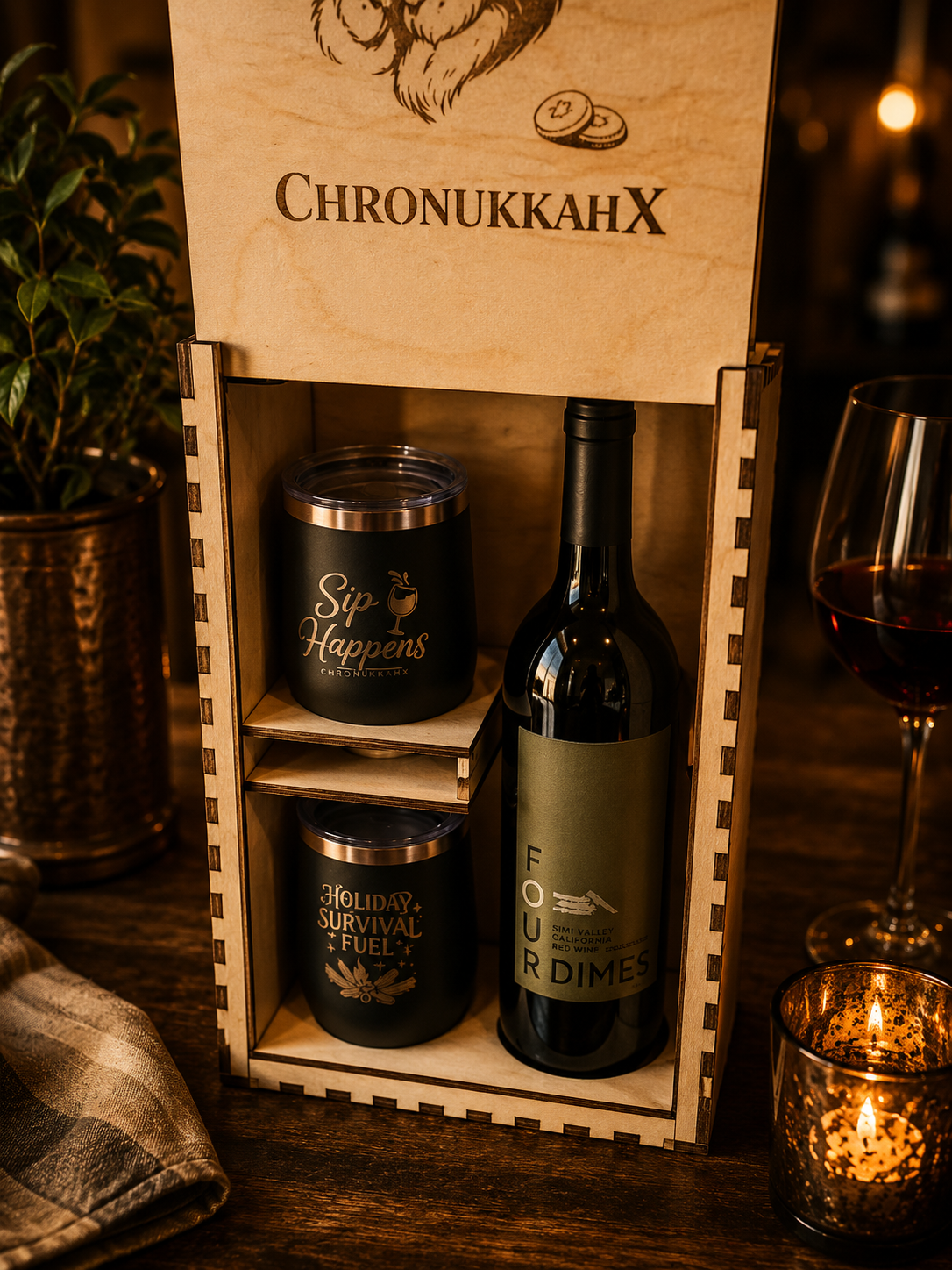 ChronukkahX wine tumbler gift box set