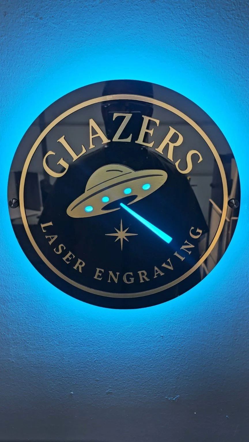 Glazers Laser backlit shop sign