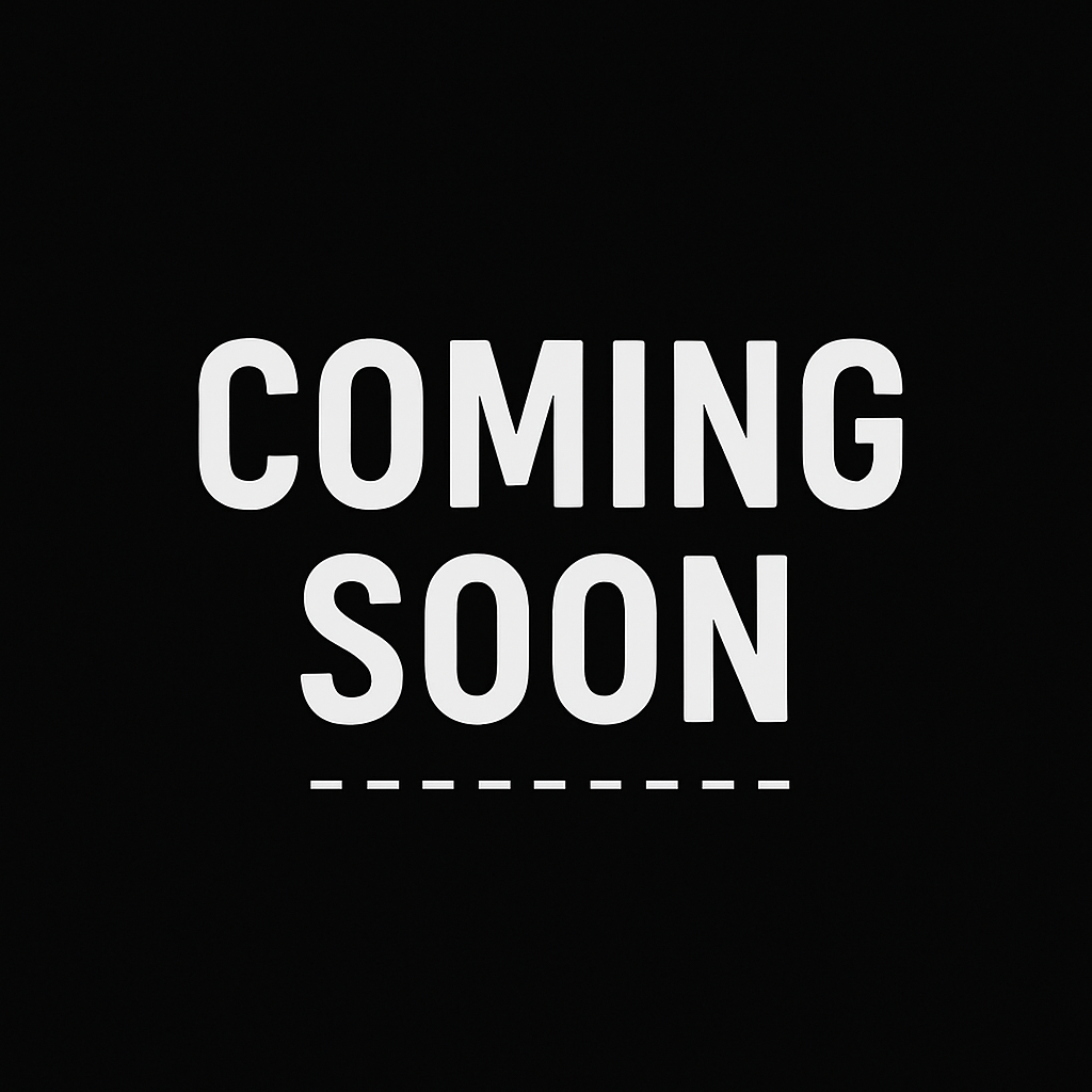 Black background with white text that says "COMING SOON" and a dotted line beneath it.