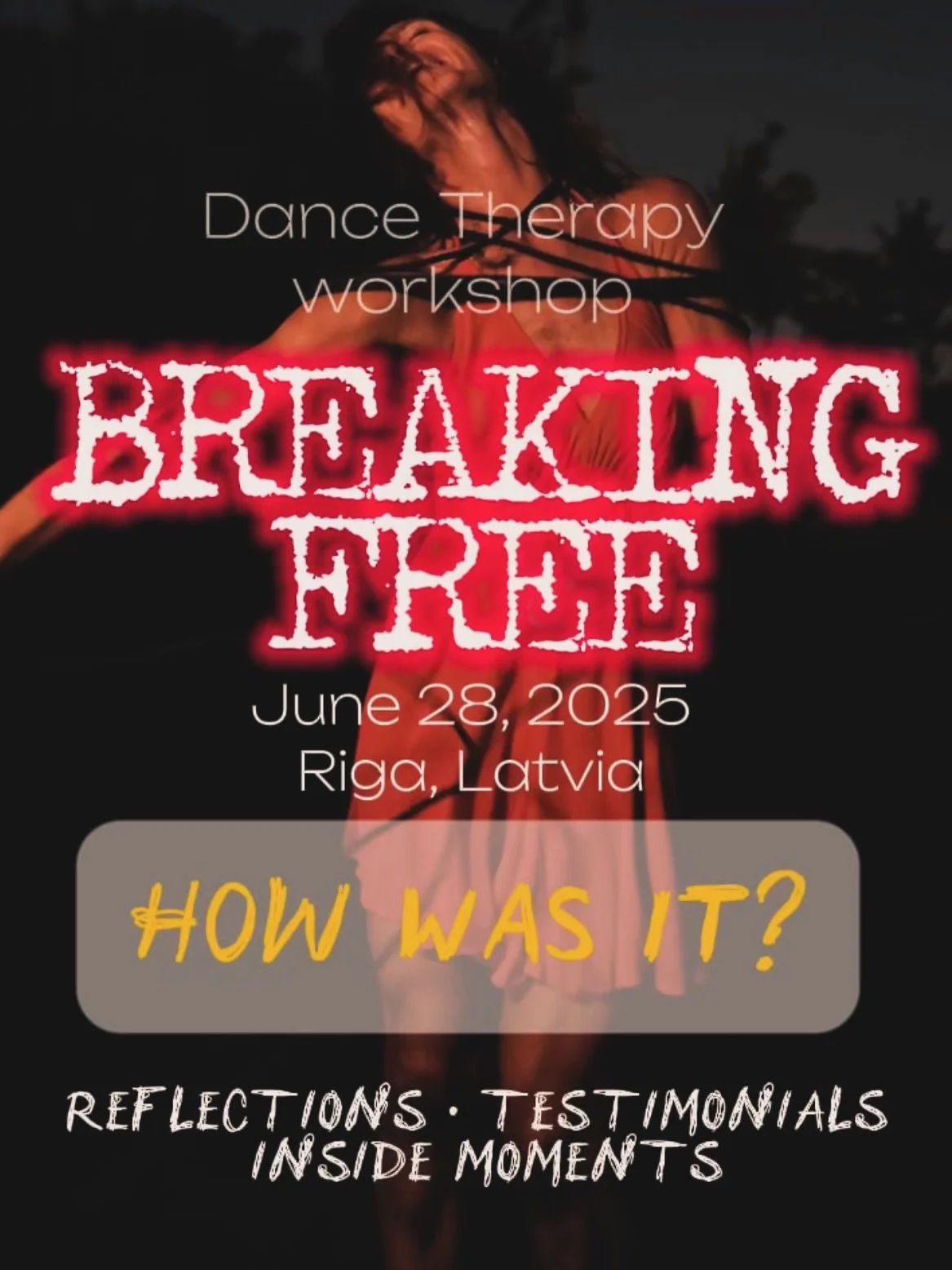 “Breaking Free” — Dance Therapy Workshop Reflection 📝
After holding my first “Breaking Free” Dance Therapy workshop in Bali,
I longed to bring the experience to my beloved Latvia 🇱🇻
On June 28, a mix of nerves and ex