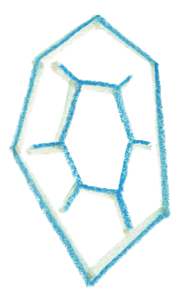 青と白の線で描かれた立体的な多角形の図
