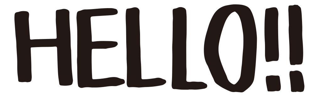 大きな黒色の手書き文字で「HELLO!」と書かれている