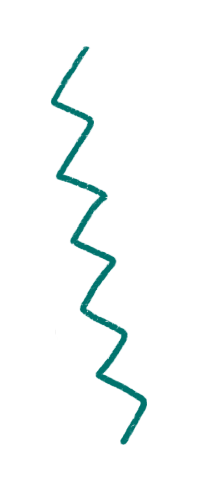 白と青と黒のジグザグ模様の縦の線と点が並んでいるデザイン