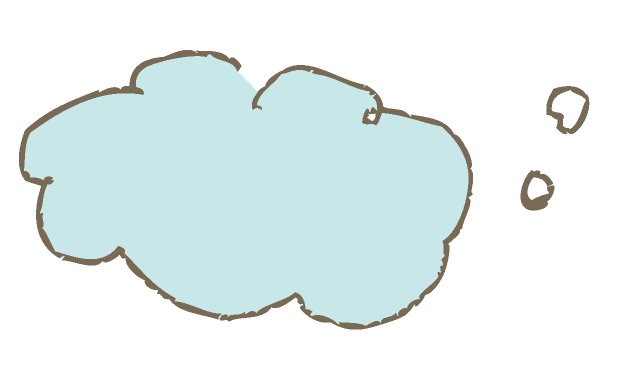 水色の泡のような形のイラスト。