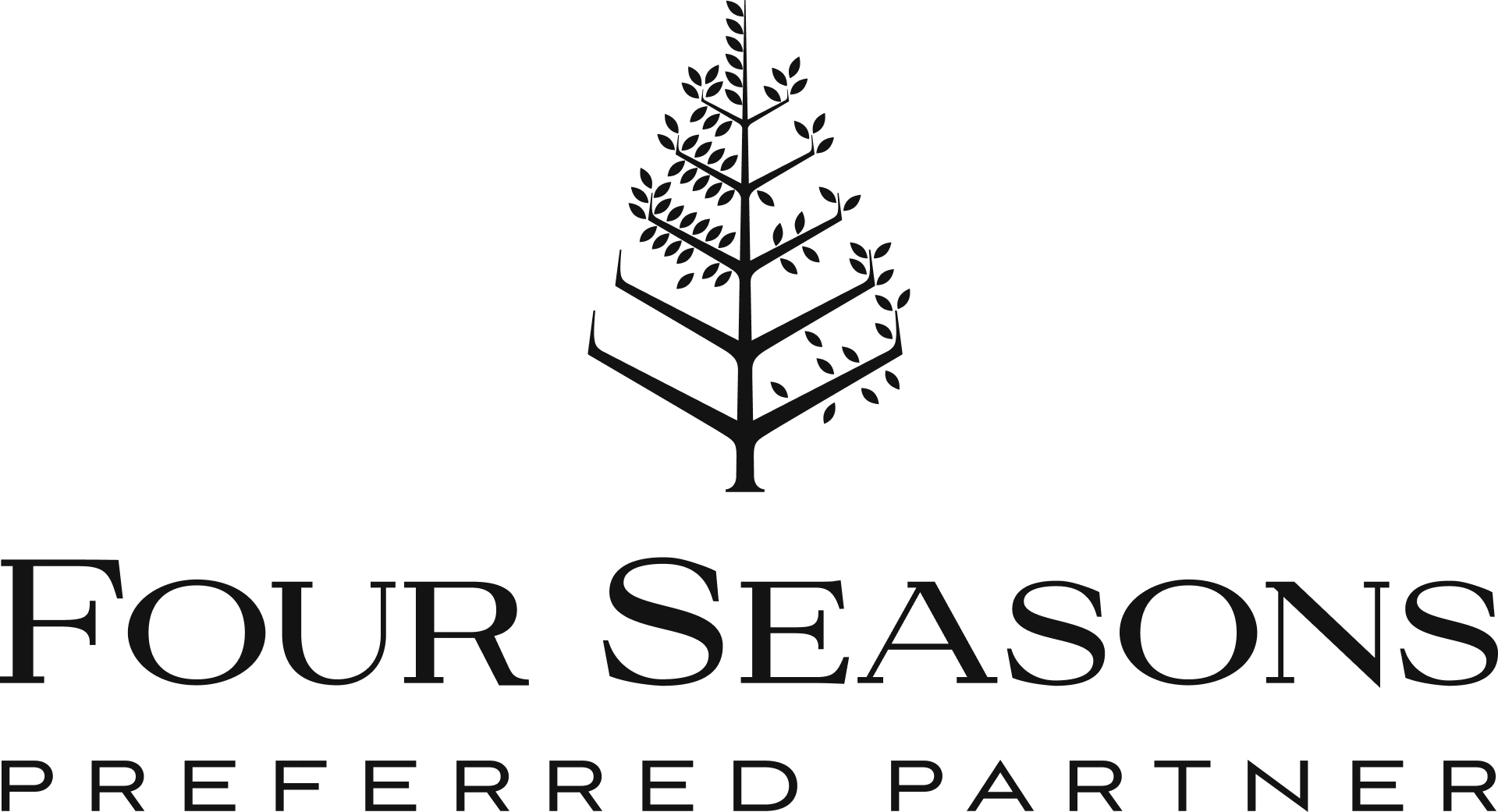 Black and white logo featuring a stylized pine tree above the words "FOUR SEASONS" and smaller text "PREFERRED PARTNER".