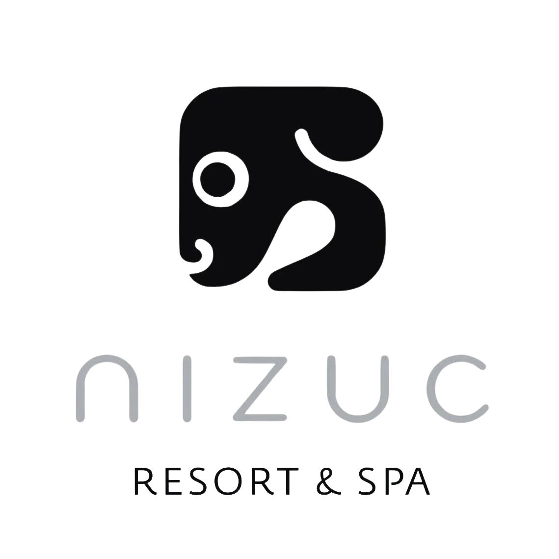 Logo of Nizuc Resort & Spa featuring a stylized black whale head and the text 'Nizuc Resort & Spa' below in gray and black.