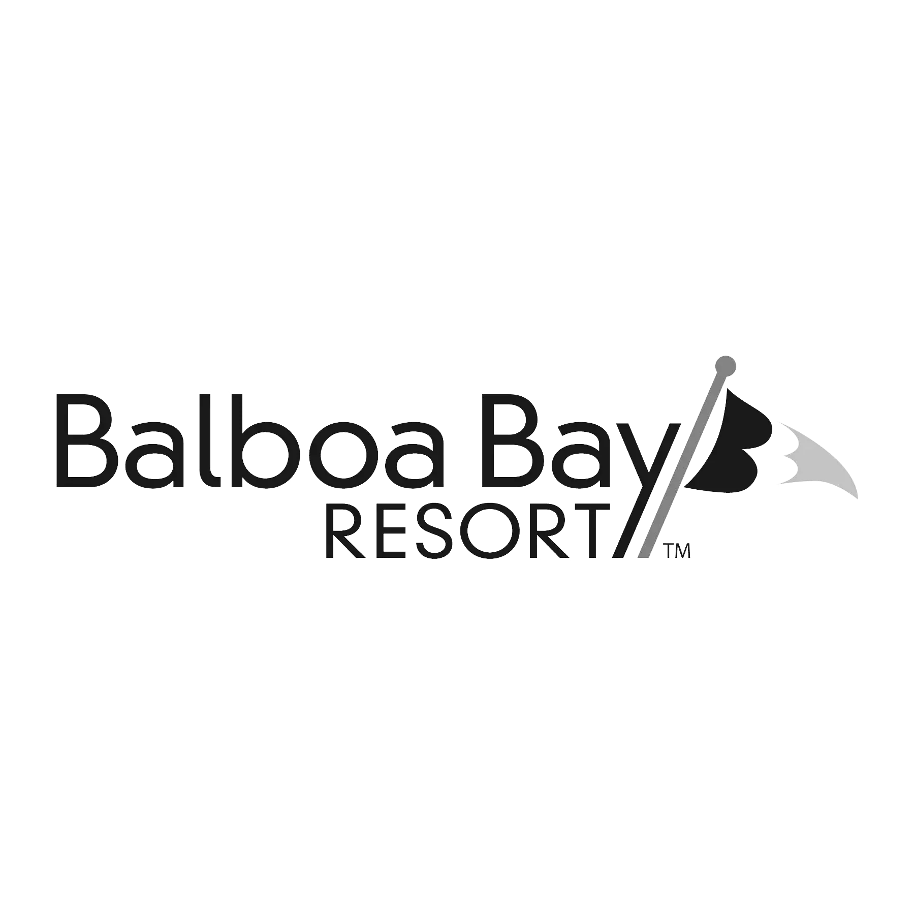 Logo for Balboa Bay Resort featuring three flags.