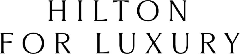 Text reading "HILTON FOR LUXURY" in black font on a white background.