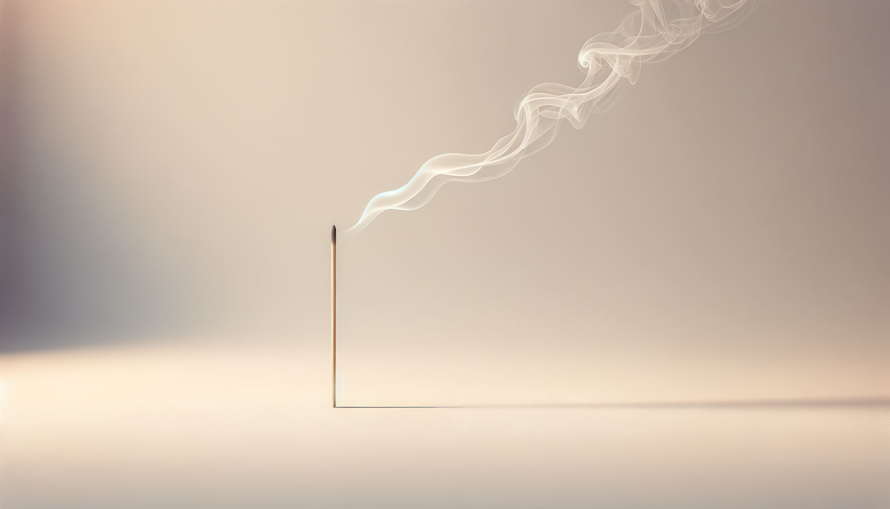 A lit matchstick on a flat surface with smoke curling upward