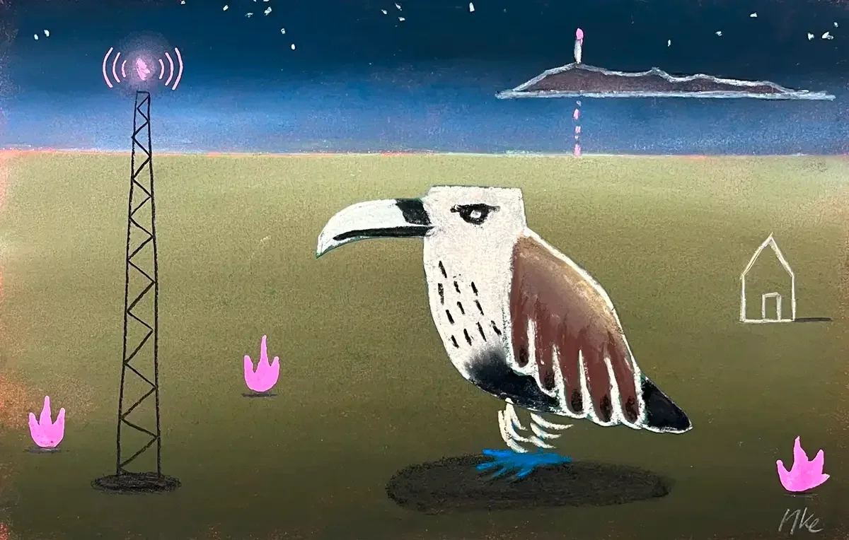 The Passerby. 25 x 16 cm. 2025. Softpastel, Collage and Acrylic on Paper.