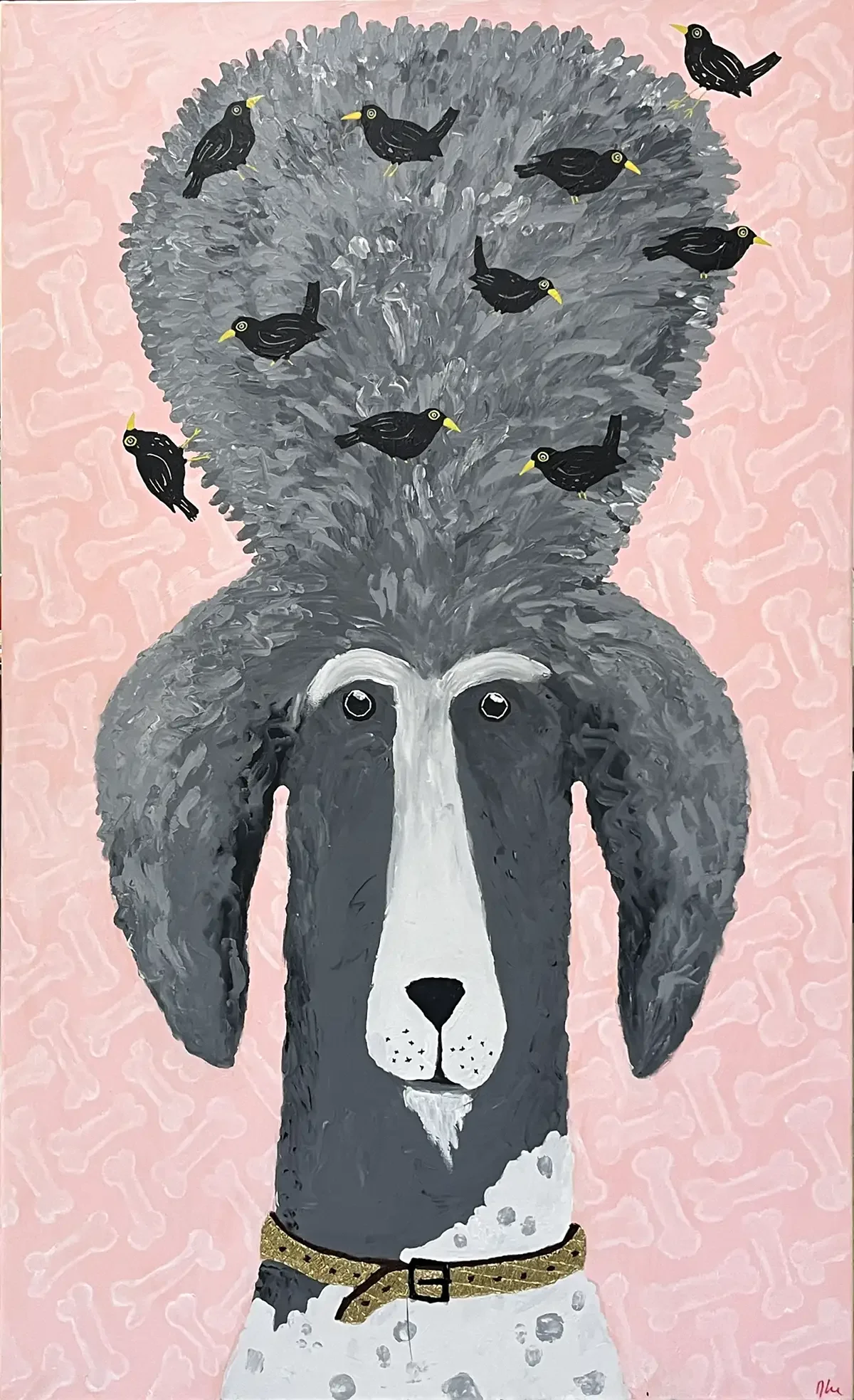 Kingpoodle with birds.webp