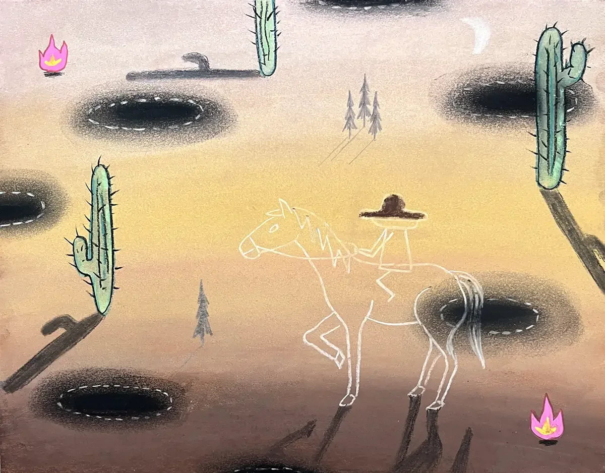 Pitfalls. 32 x 25 cm. 2025. Softpastel, Pencil and Acrylic on Paper.