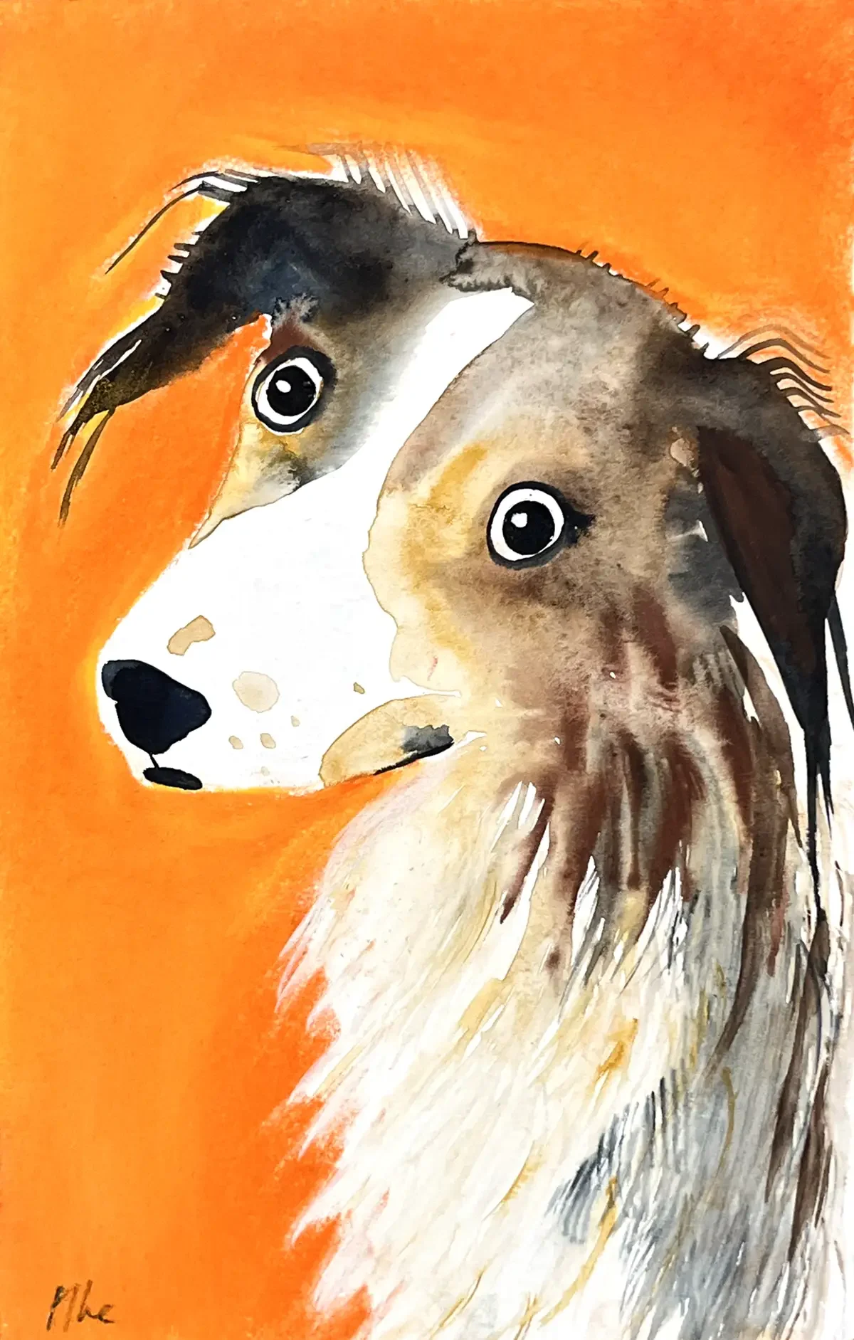 Dog protrait 06. 15 x 24 cm. 2026
Aquarel and Softpastel on Paper.