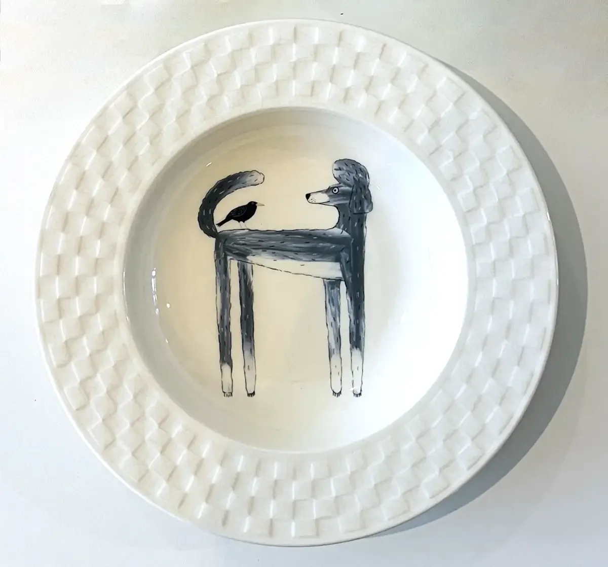 Plate Poodle with Blackbird