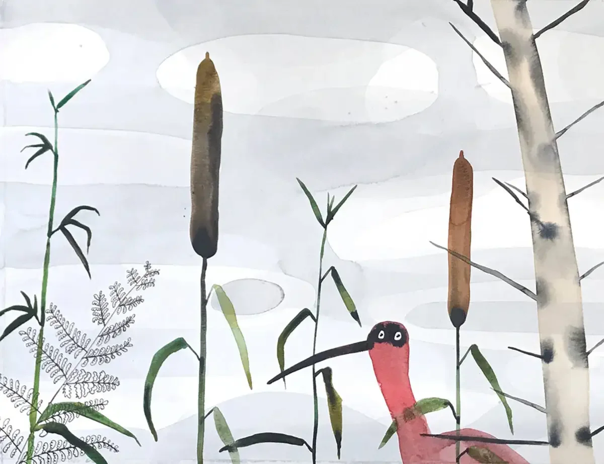 One Ibis. 48 x 36 cm. 2021. Aquarel on Paper. SOLD