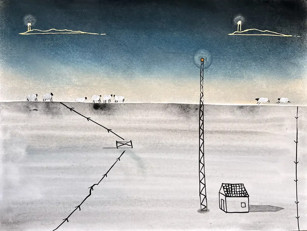 The Islands. 32 x 24 cm. 2023. Aquarel, Ink, Soft pastel and Pencil on Paper.