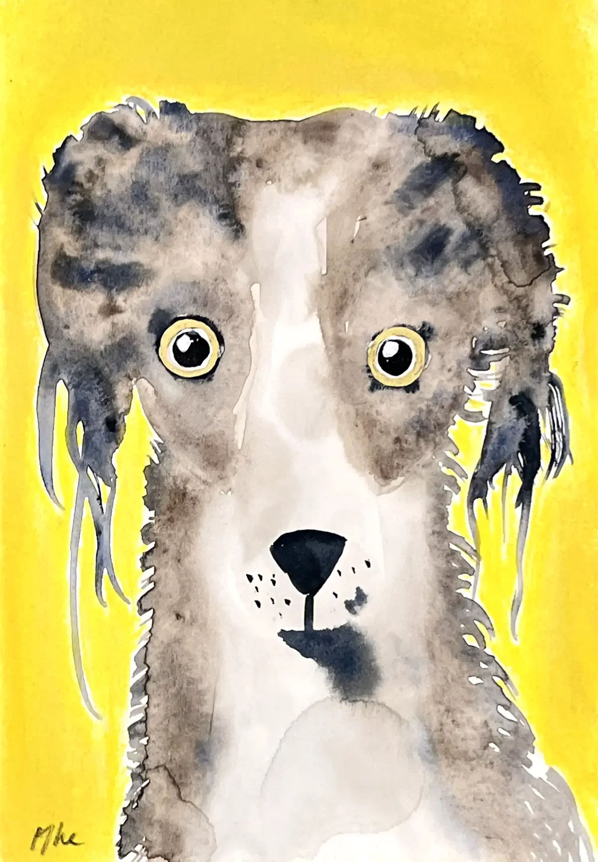 Dog protrait 05. 15 x 24 cm. 2026
Aquarel and Softpastel on Paper.