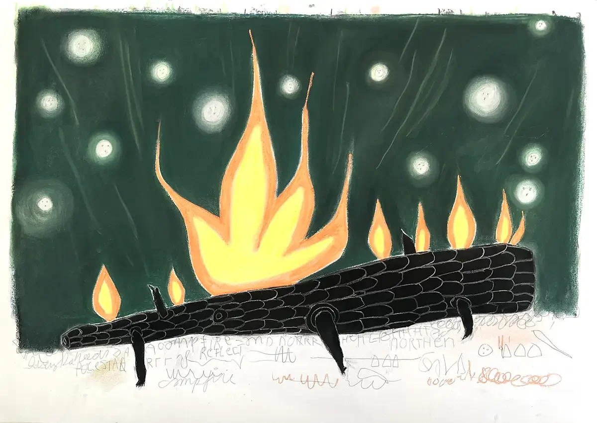 The Campfire. Soft Pastel on paper. 100 x 70 cm. 2026