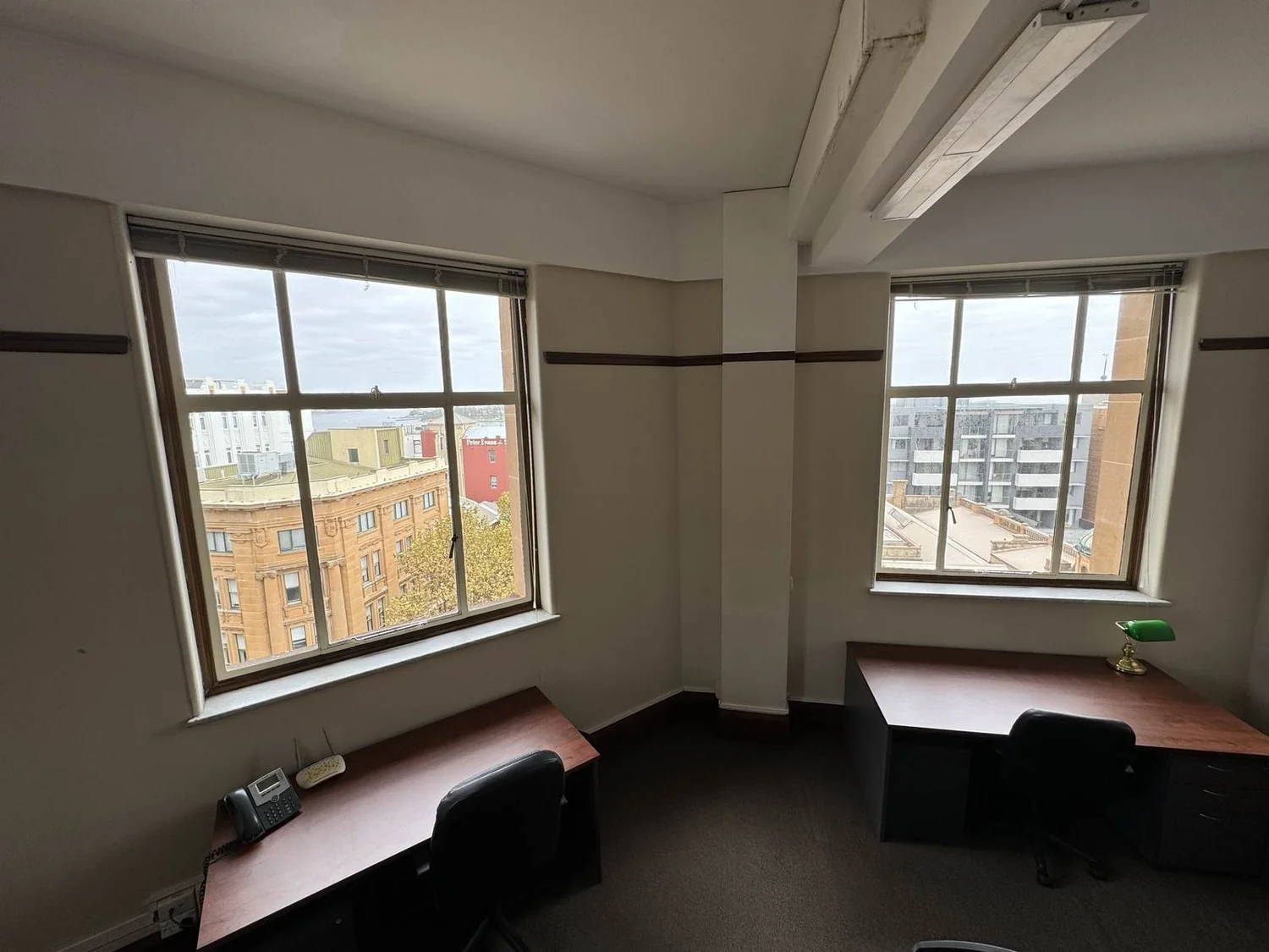 A large corner suite with windows on two sides