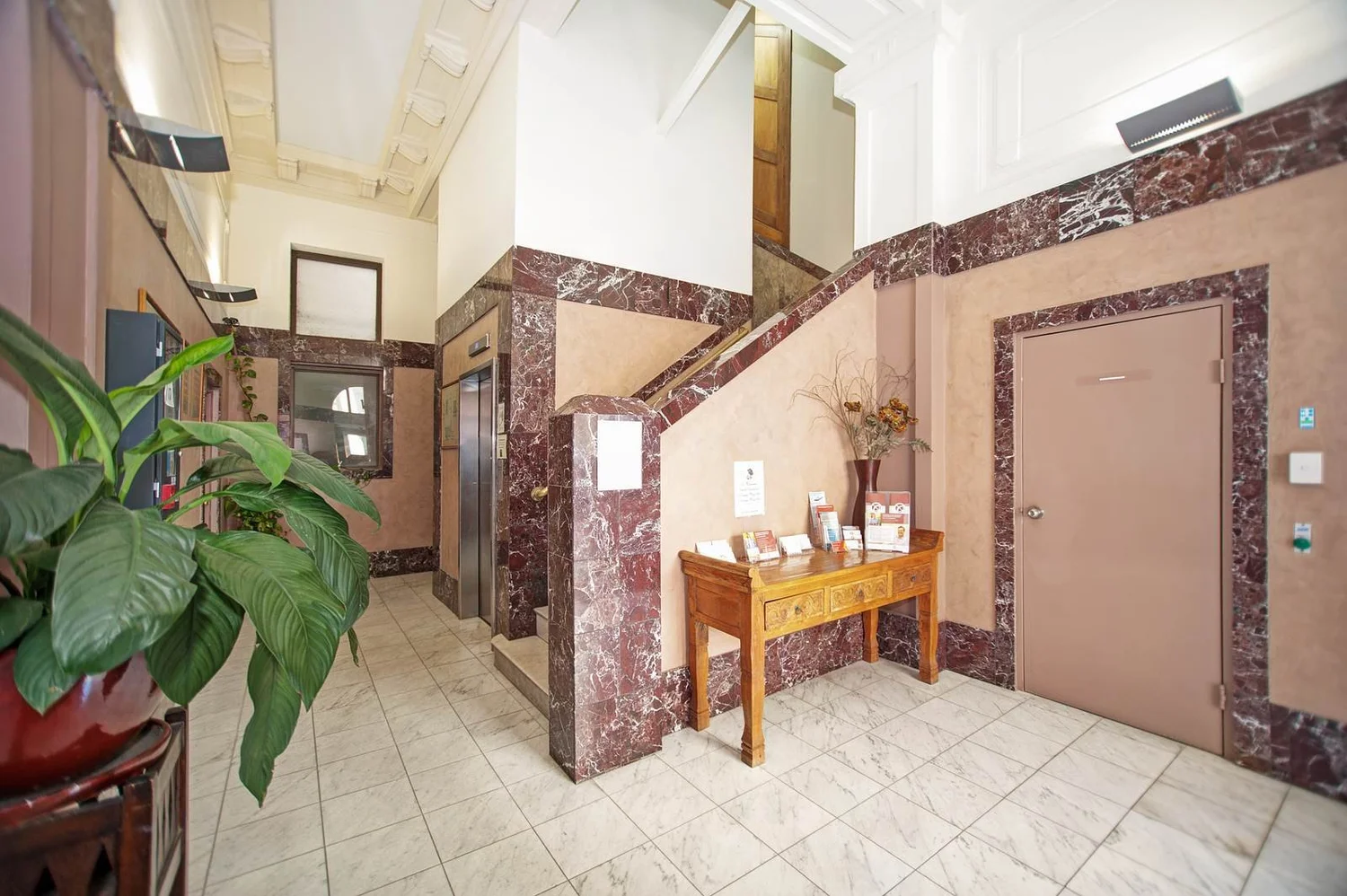 Marble and timber in the ground-floor foyer