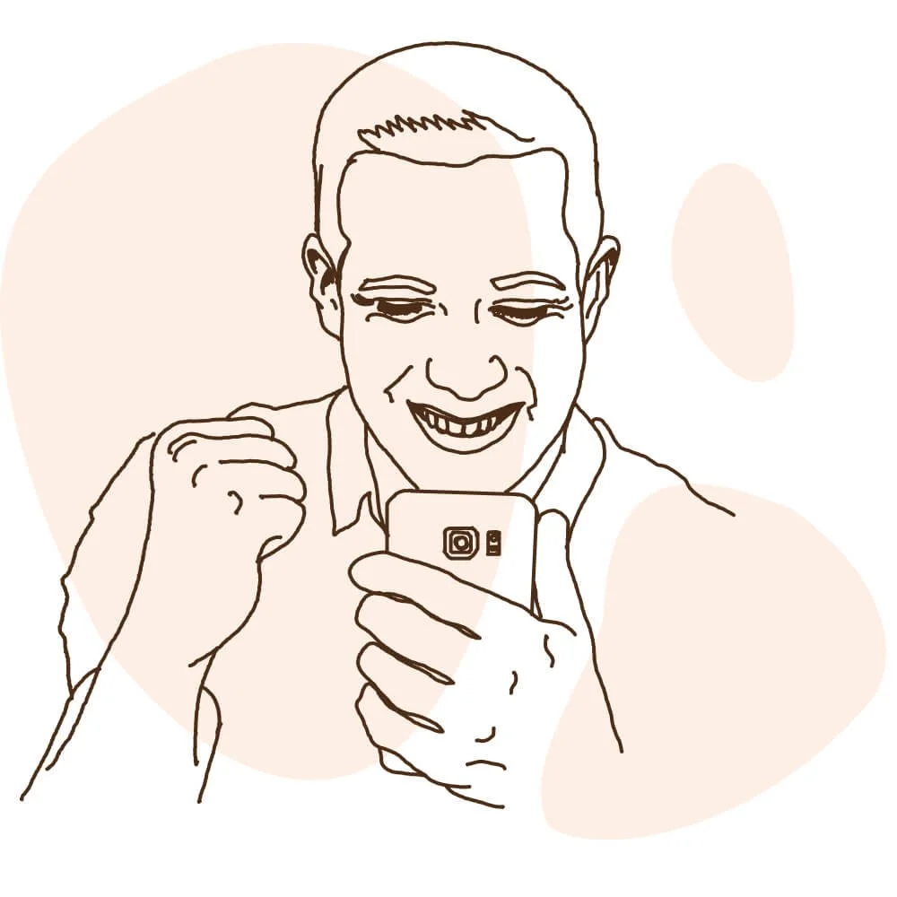 illustration av en man som firar sin vinst