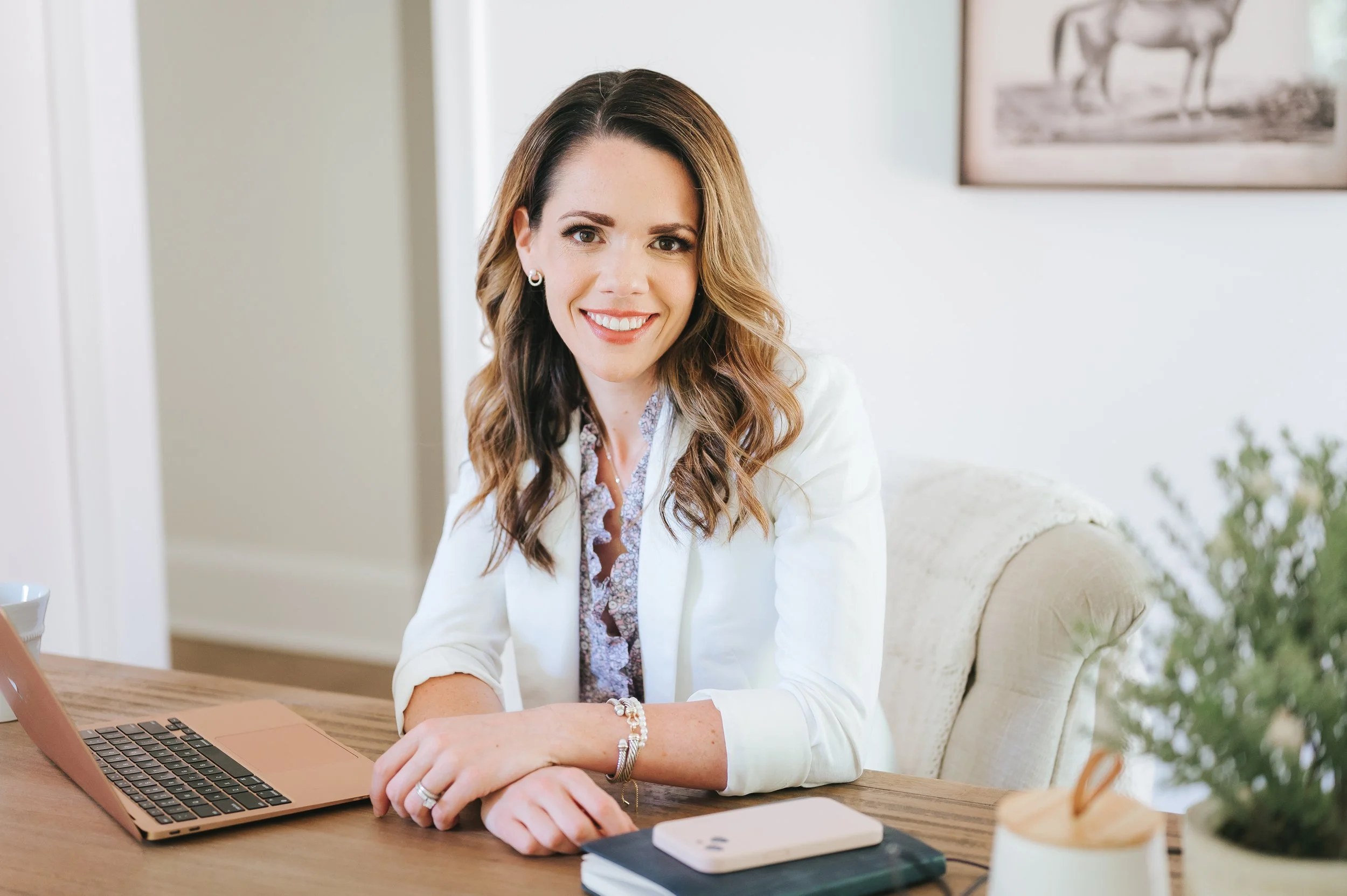 social media coach sitting at desk