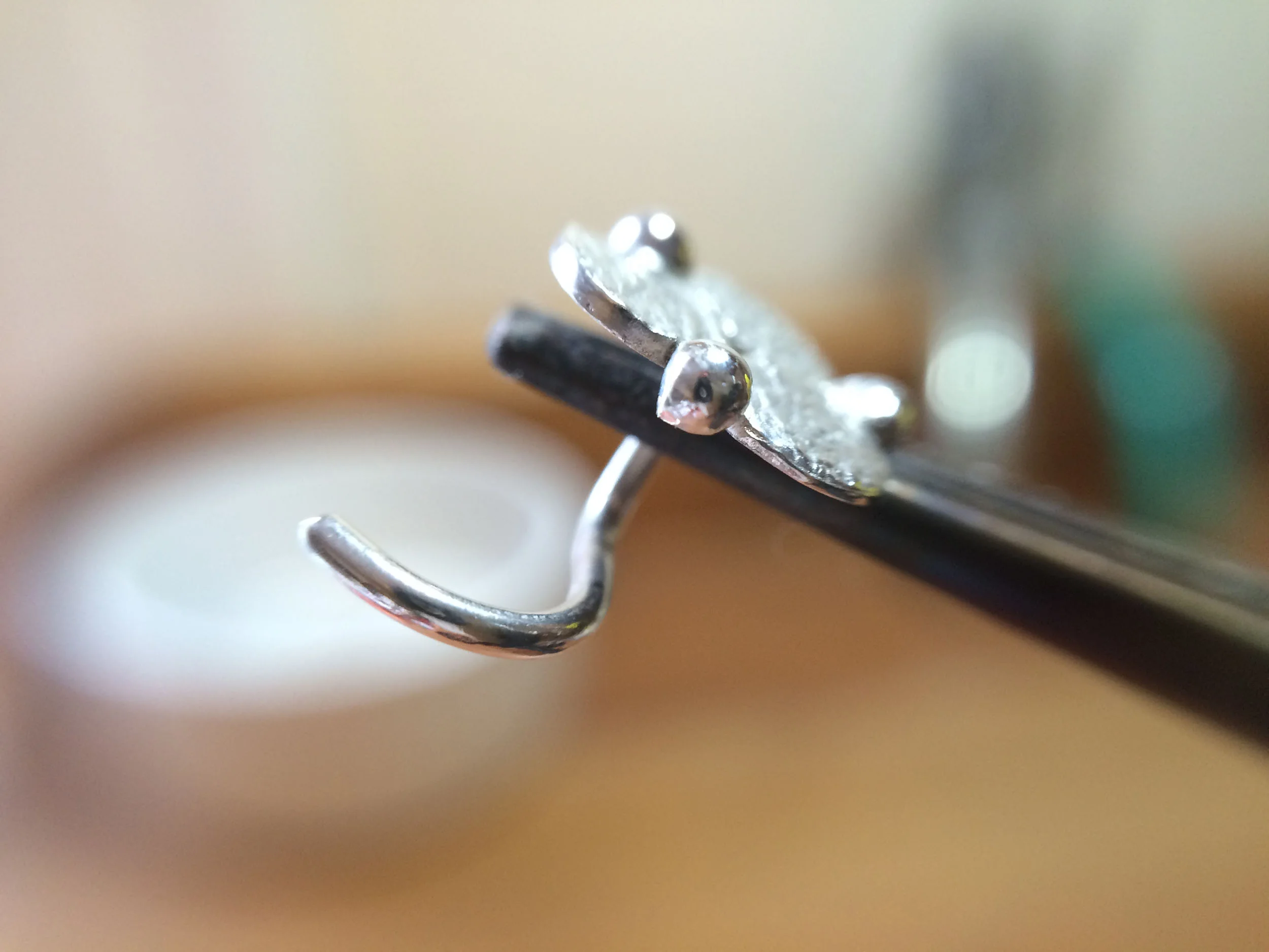 Handmade triple disc silver nose stud