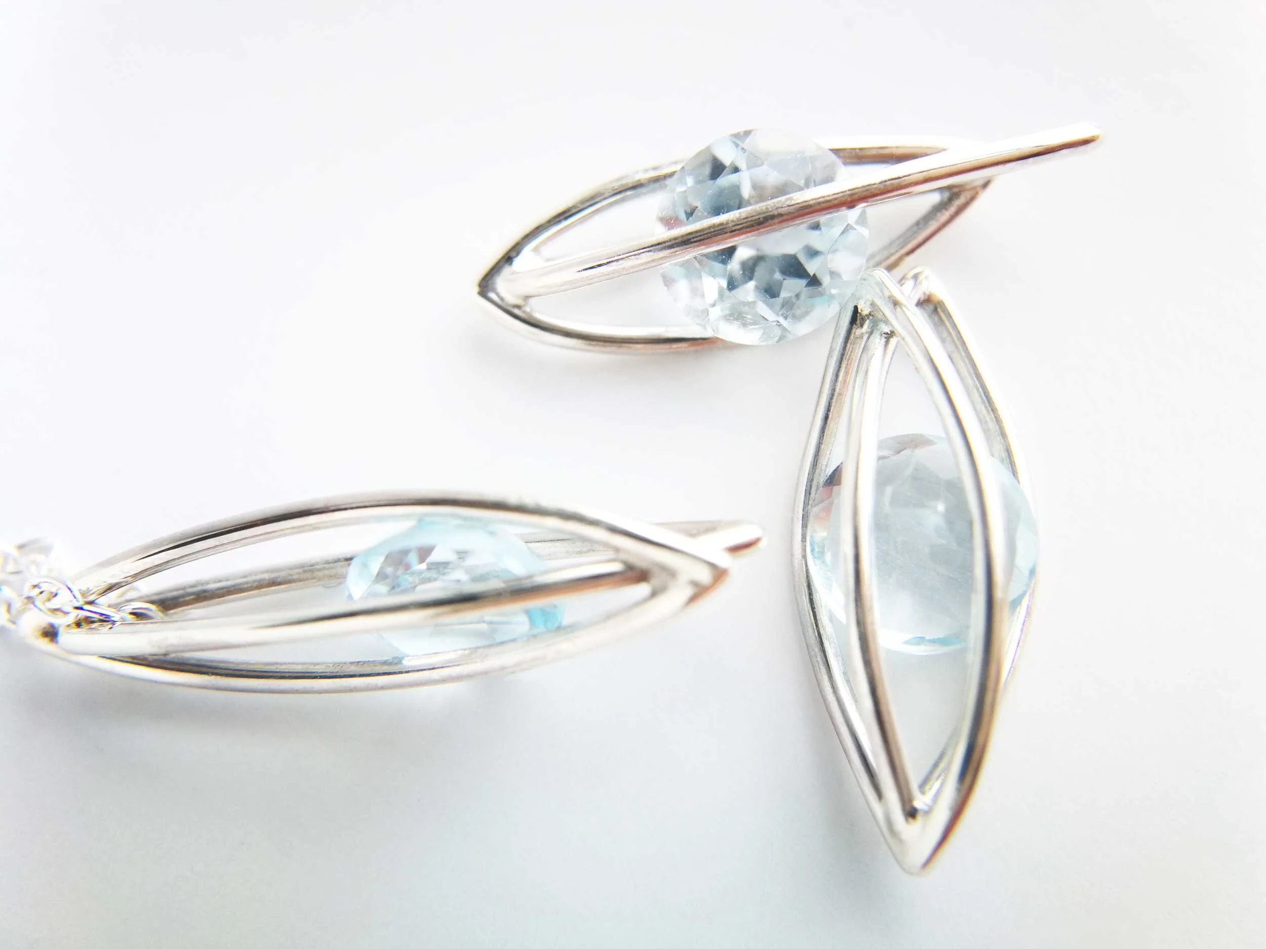 unique handmade blue topaz and recycled sterling silver necklaces