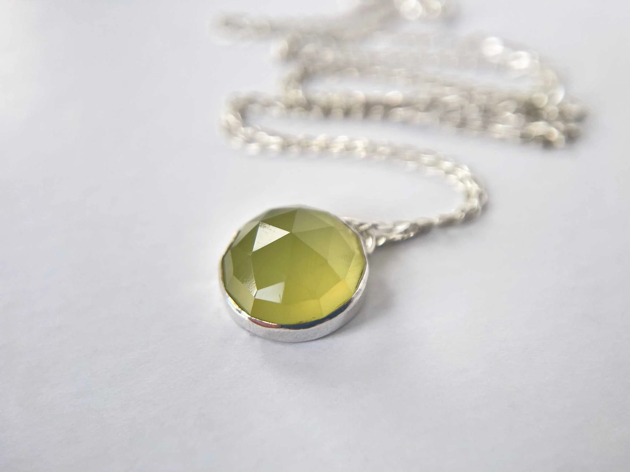 green parrot chalcedony pendant on chain