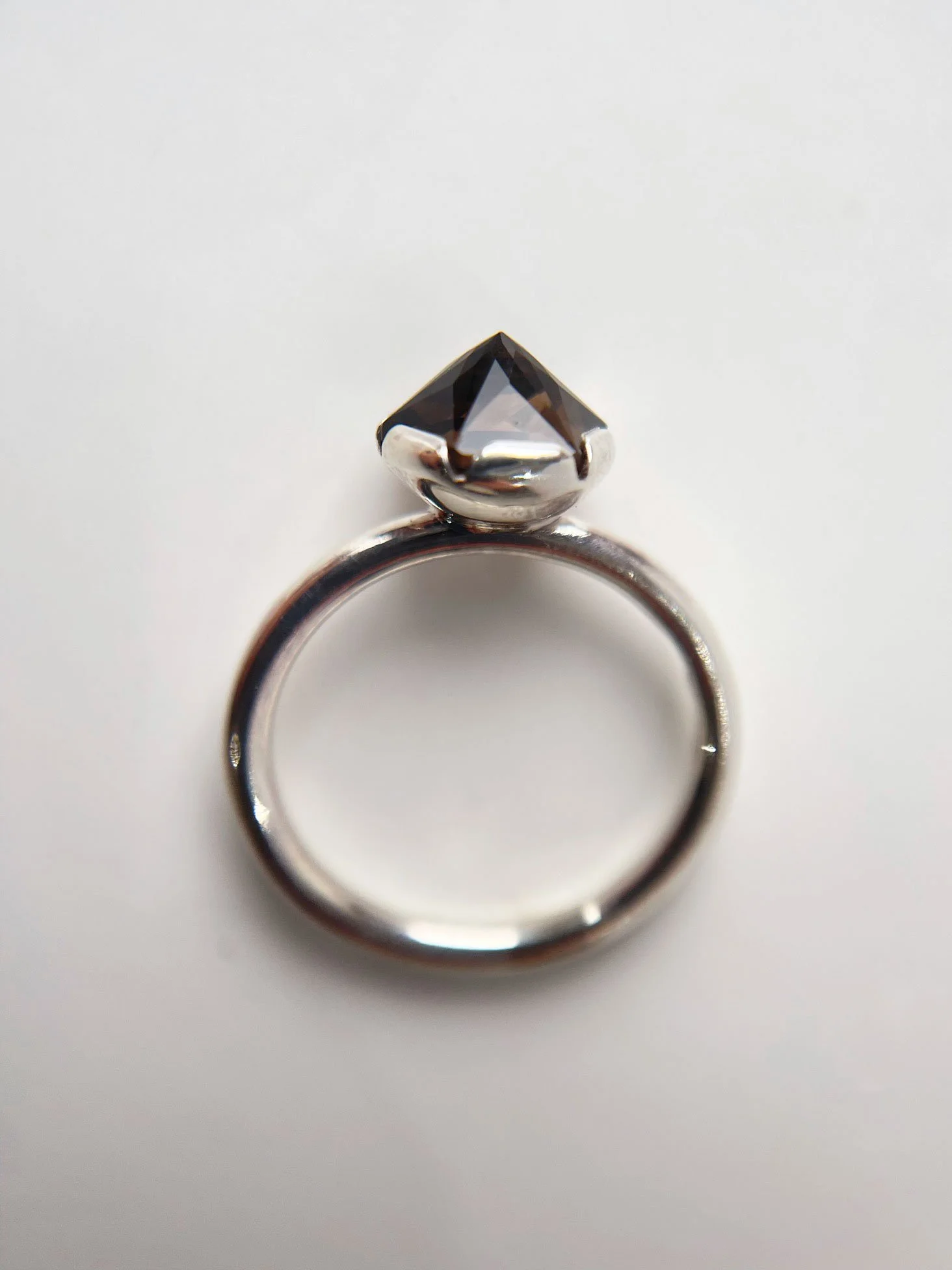 sterling silver and smoky quartz ring side view