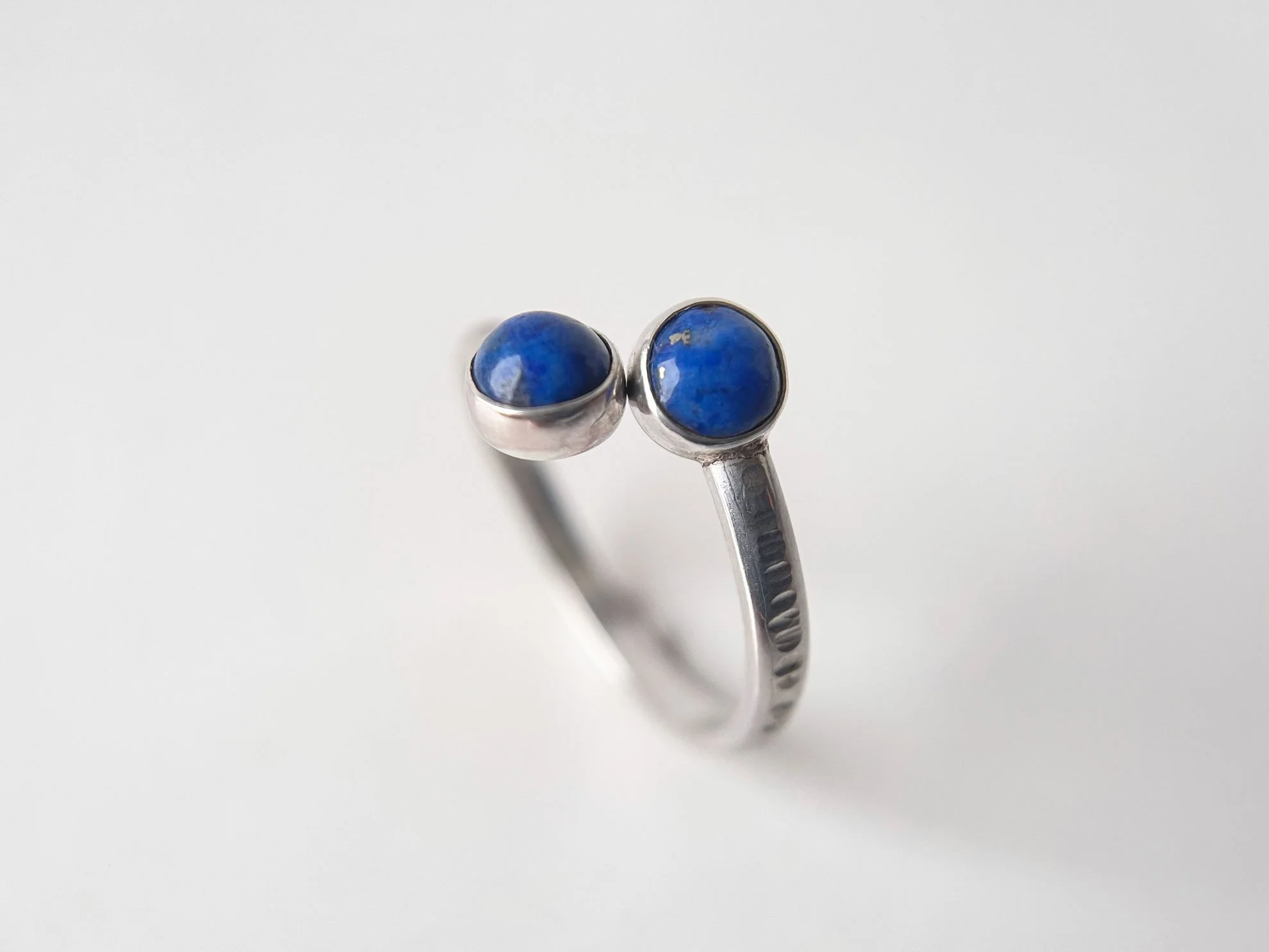 hammered silver and turquoise adjustable ring close up