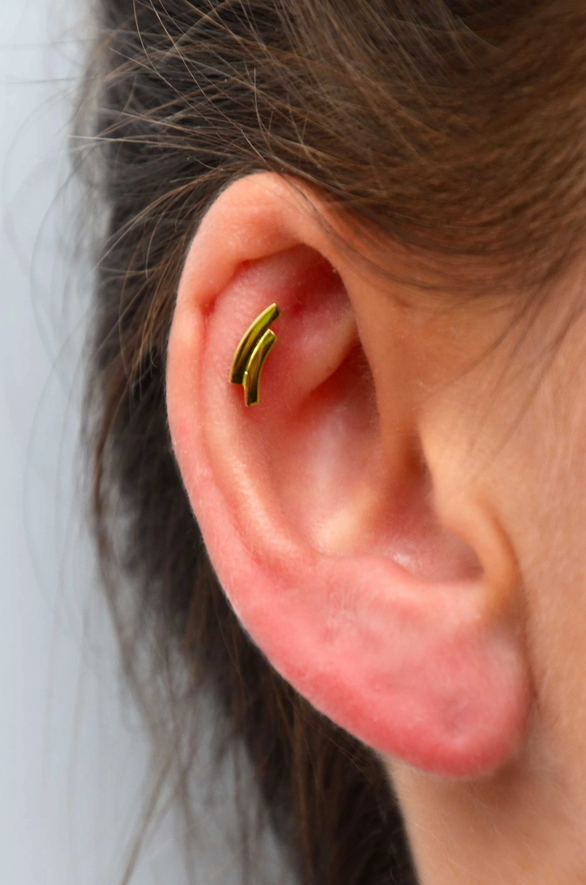 handmade gold helix earring victoria grace silversmith